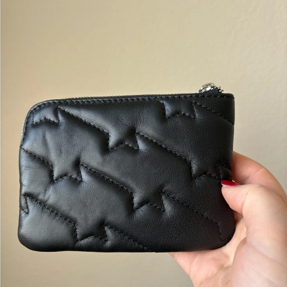 Zadig & Voltaire quilted mini uma black cardholder, new